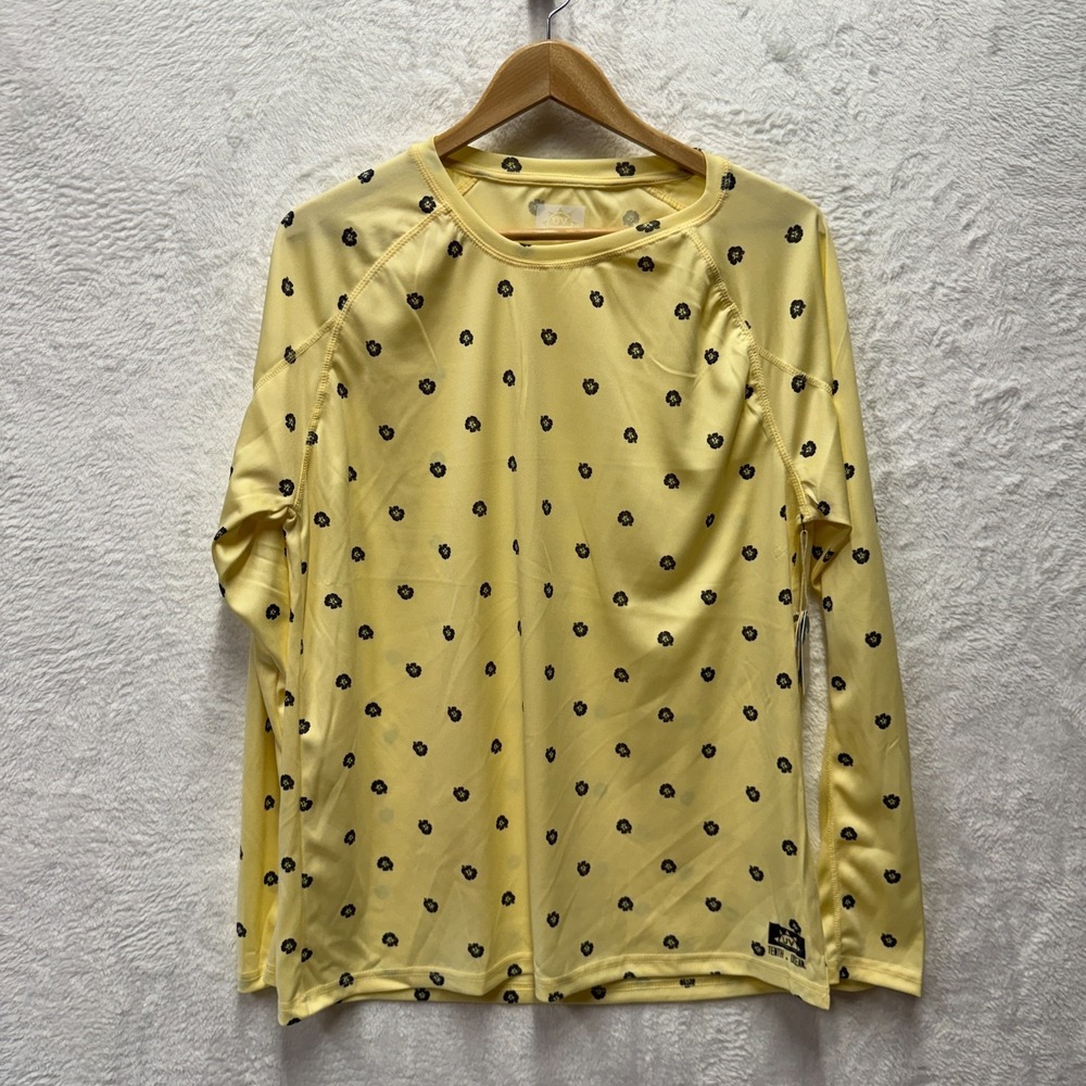 Tenth + Ocean 50+ UV Sun Protection Shirt Women Large Yellow Floral Soft Stretch